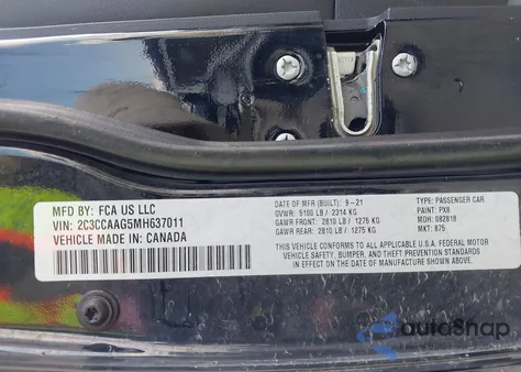 2021 Chrysler 300 Touring z USA, uszkodzony, nr VIN 2C3CCAAG5MH637011